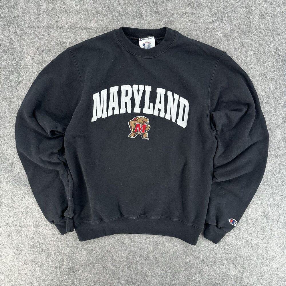 Champion Eco Maryland Terrapins Crew Neck Sweatshirt Black Size Small